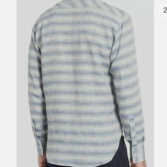 Billy Reid Blue Striped Linen Blend Long Sleeve Button Up Shirt - Picture 12 of 12